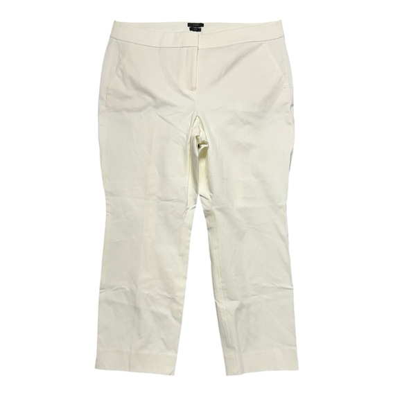 J. Crew Remi Pants Ivory Womens Plus Size 18 Cropped Straight Leg High Rise - Picture 1 of 12